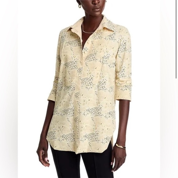 CHIARA BONI Top in Elgah Print Leopard Lotus Made in Italy NWT - Picture 2 of 9